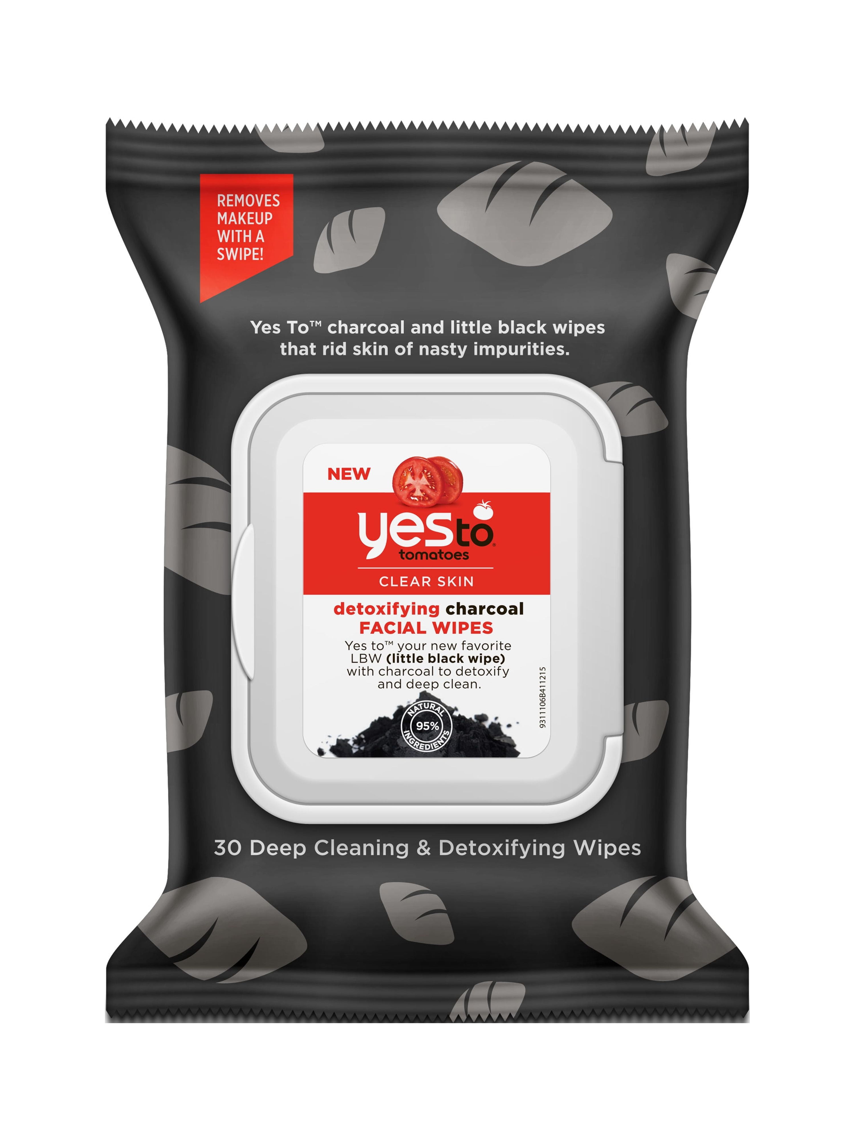 Yes To Tomatoes Detoxifying Charcoal Facial Wipes, 30 Ct