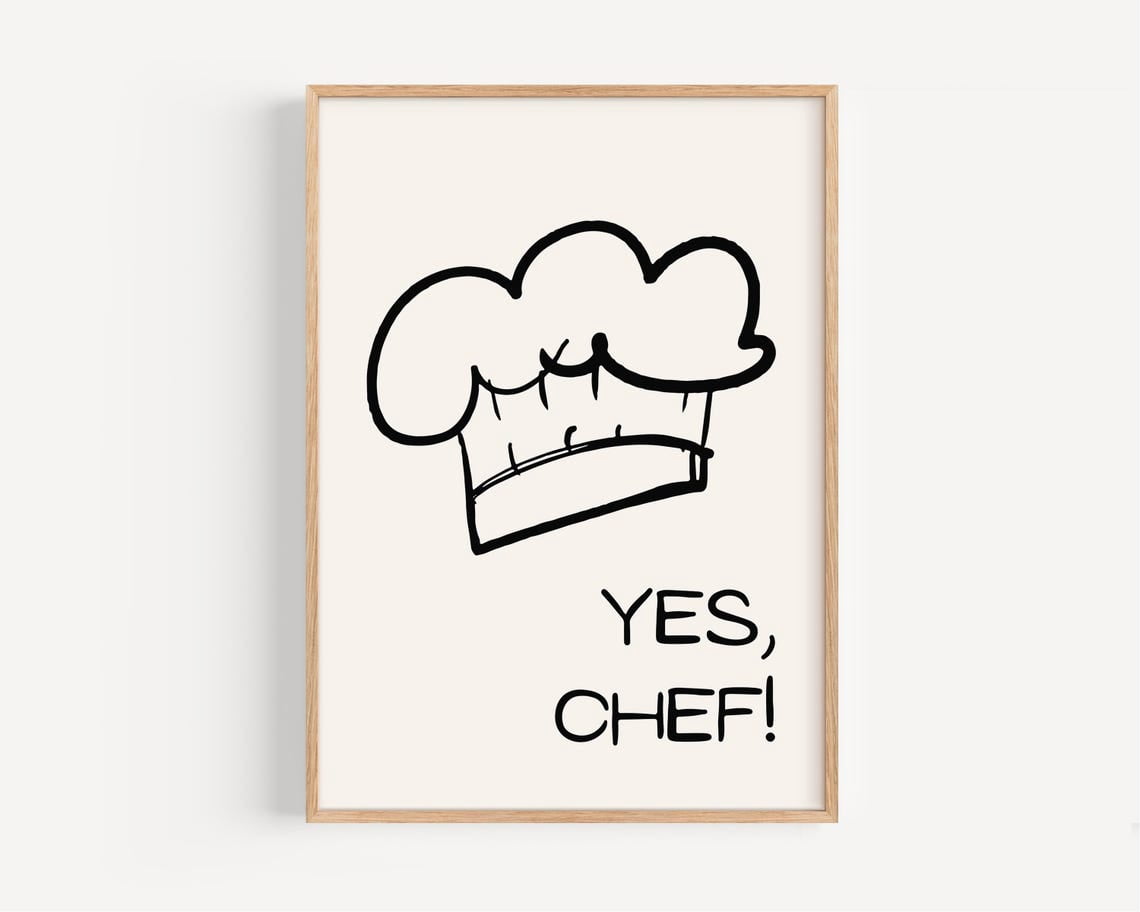 Chef Toque Image Yes Wall Art, Chef, Hat, Modern Quote Typography, Kitchen And Gallery ...