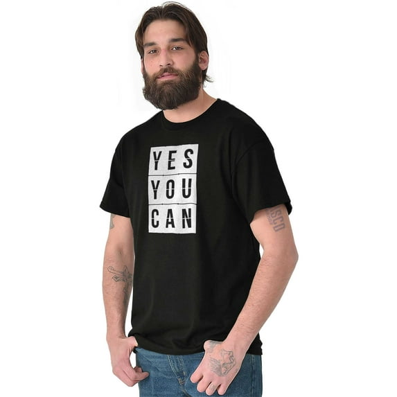 Yes You Can Encouragement Motivation Men's Graphic T Shirt Tees Brisco Brands L