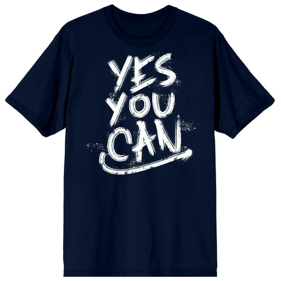 Yes You Can Gym Culture Navy Blue Graphic Tee-Medium