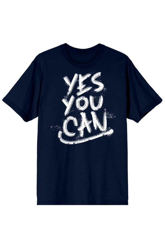 Yes You Can Gym Culture Navy Blue Graphic Tee-Small