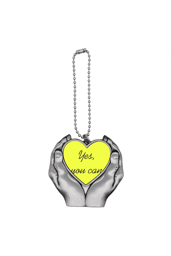 Yes You Can Inspirational Quote Sayings Car Keychain Heart Pendant Ornament Charm
