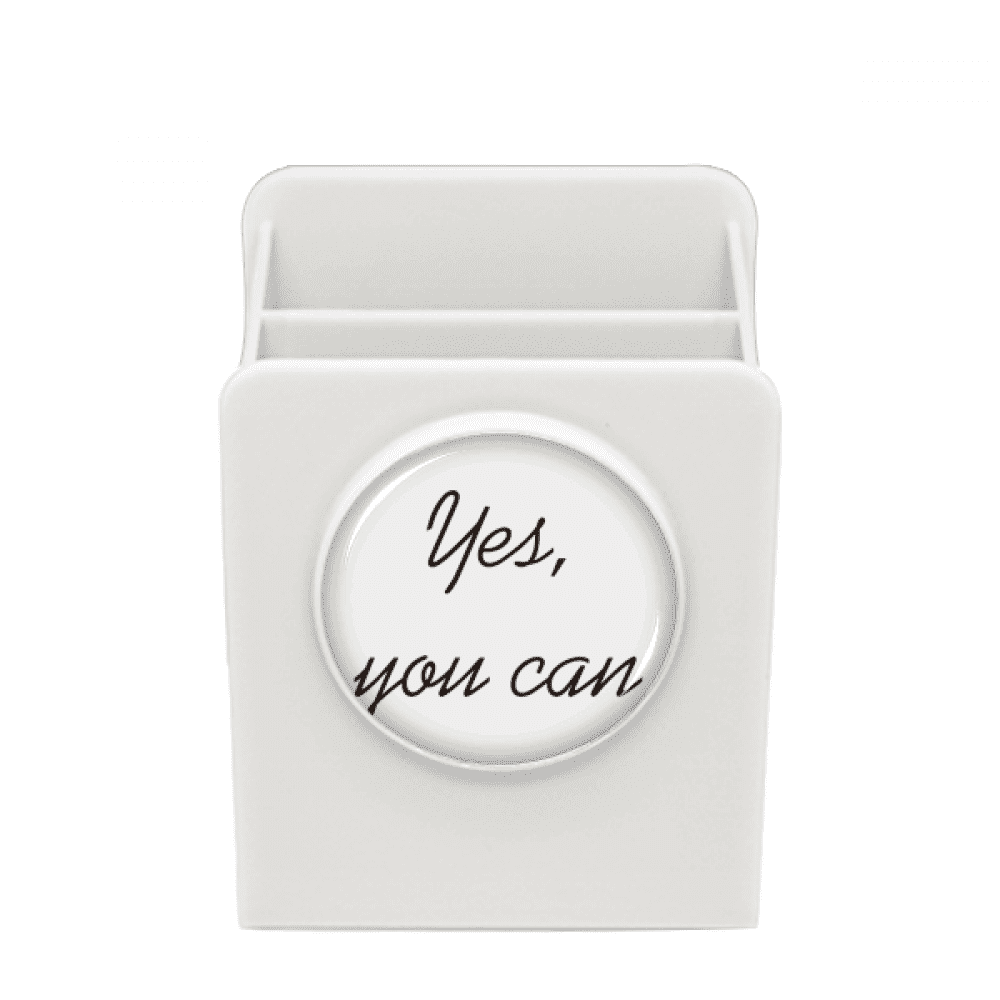 Yes You Can Inspirational Quote Sayings Desk Pencil Holder Cup Pen Organizer