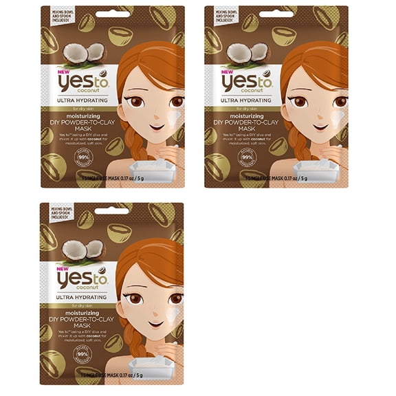 Yes to Coconuts Moisturizing DIY Powder-to-Clay Single-Use Mask, 0.25 oz (Pack of 3)