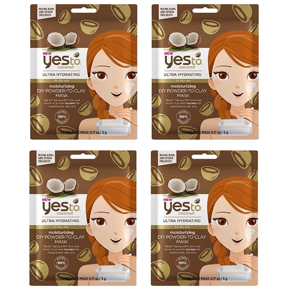 Yes to Coconuts Moisturizing DIY Powder-to-Clay Single-Use Mask, 0.25 oz (Pack of 4)