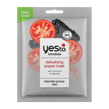 Yes To Tomatoes Detoxifying Charcoal Paper Mask Single Use Charcoal Face Mask 0.67 Oz