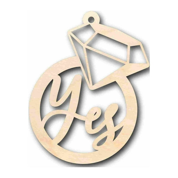 Yes with Ring Sign Ornament Wood Cutout Home Decor DIY Wedding 10" / 1/4"