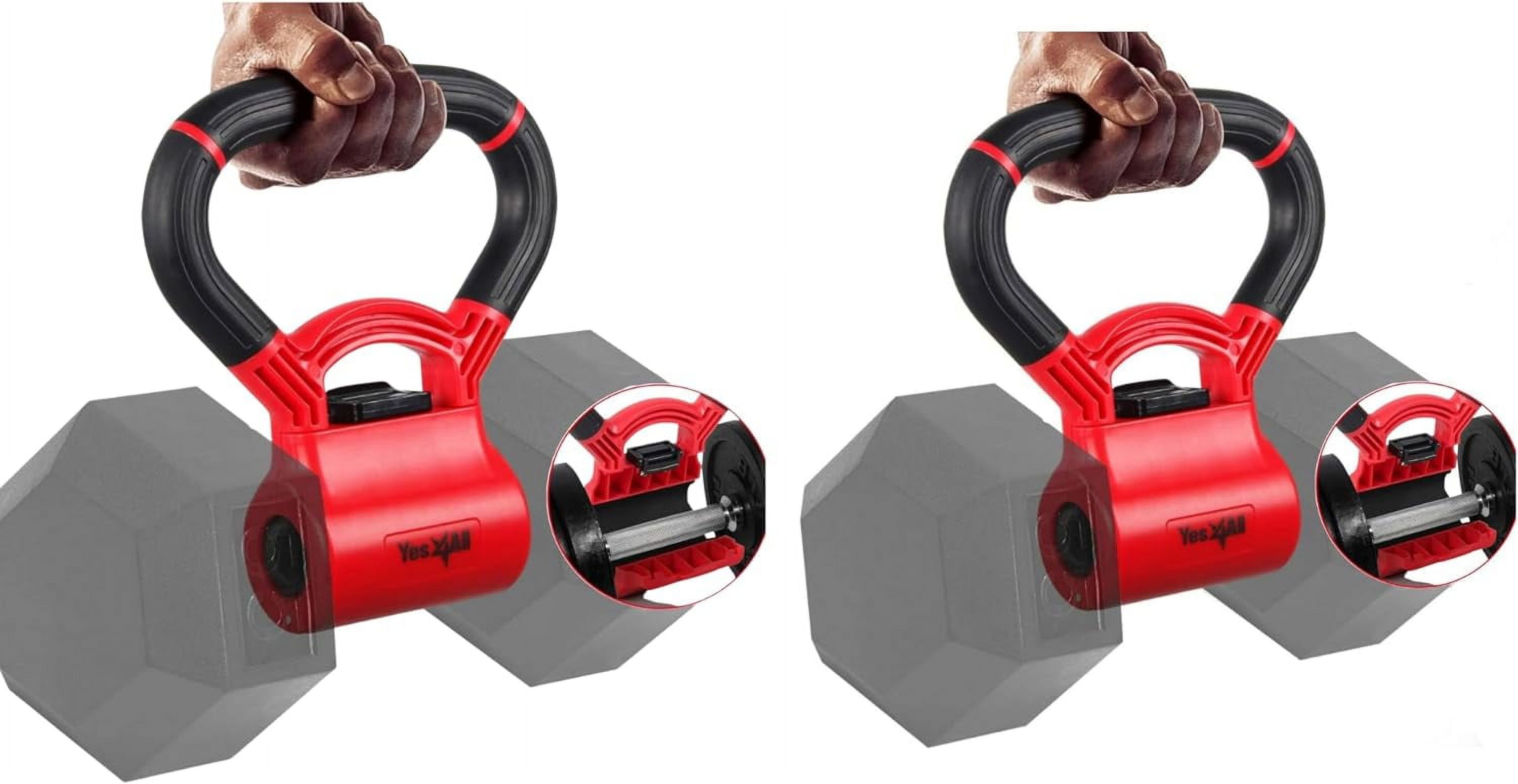 Yes4Al Combo Pair Kettlebell Grip/Weightlifting Kettlebell/Dumbbell Grip Handle - Convert Dumbbells into Kettlebell