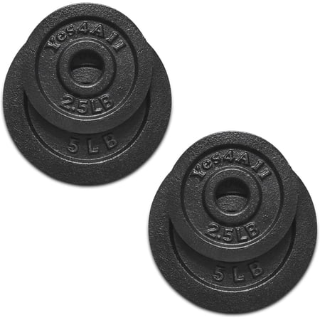 Yes4All 1.15 inch Cast Iron Weight Plates Set for Dumbbells, Standard Dumbbell Plates Set (2.5 + 5) lbs - Pair