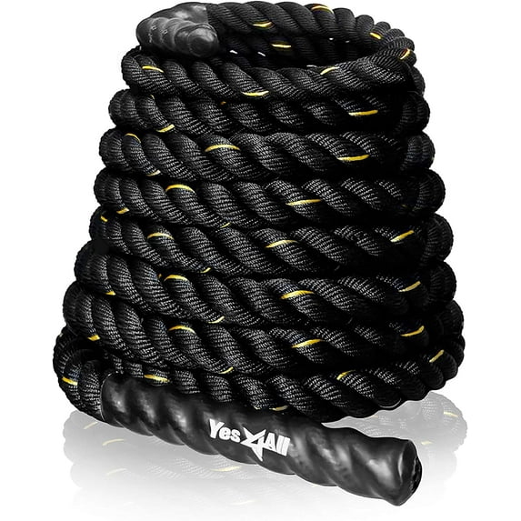 Yes4All 1.5 in Diameter Battle Rope, 50 ft Length Workout Rope, Poly Dacron Material