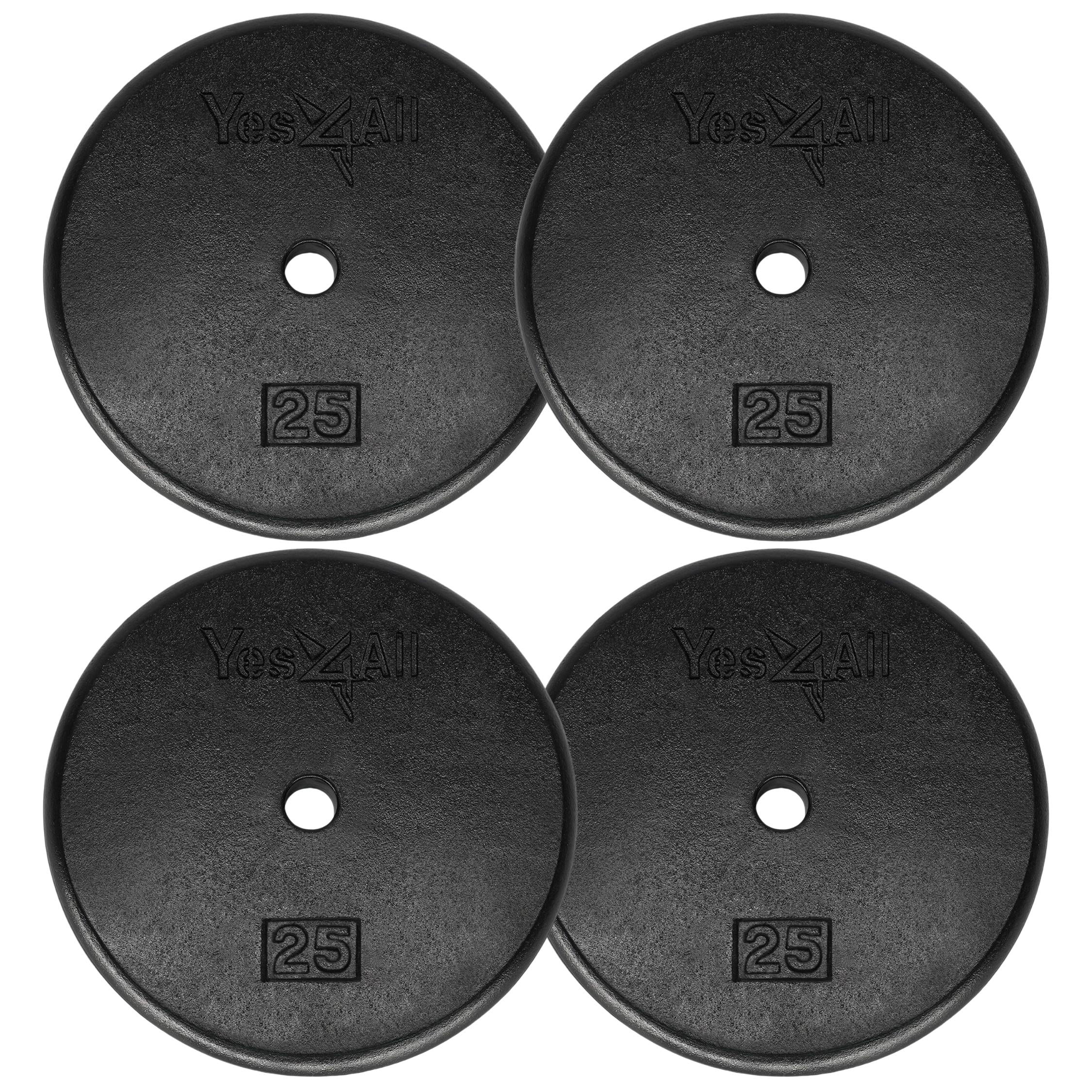 Yes4All 1'' Standard Weight Plate with Cast Iron, 100LB Set (4x25LB