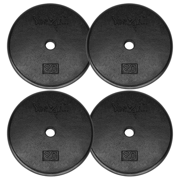 Yes4All Standard Plate, 10.60 in * 10.60 in * 6.30 in Cast Iron Black, 80 lb, 4 Count