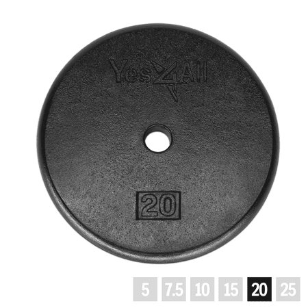 Yes4All Durable Weight Plates, Cast Iron Black, 20 lbs