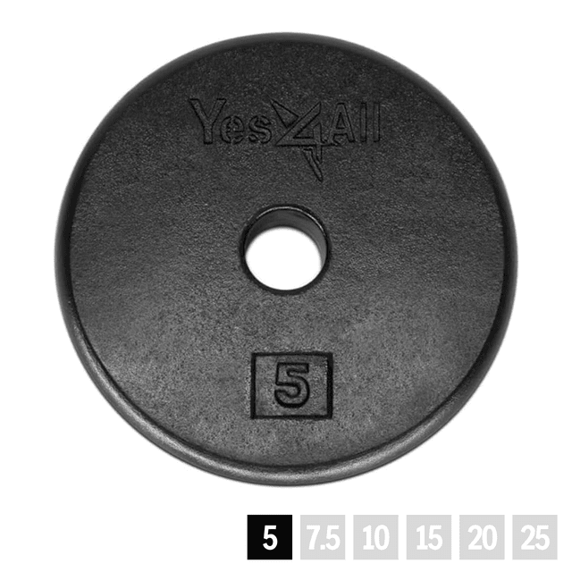 Yes4All Plaque De Poids Cast Iron Ruck 5 Kg – Idéale Pour Rucking, Randonnée Chargée, Squats & Entraînement Fonctionnel