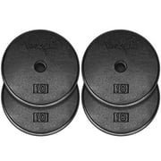 Yes4All 1 inch Cast Iron Weight Plates for Dumbbells, Standard Weight Plates (Combo 10lbs x 4pcs)
