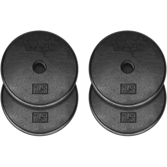 Yes4All 1 inch Cast Iron Weight Plates for Dumbbells, Standard Weight Plates (Combo 7.5lbs x 4pcs)