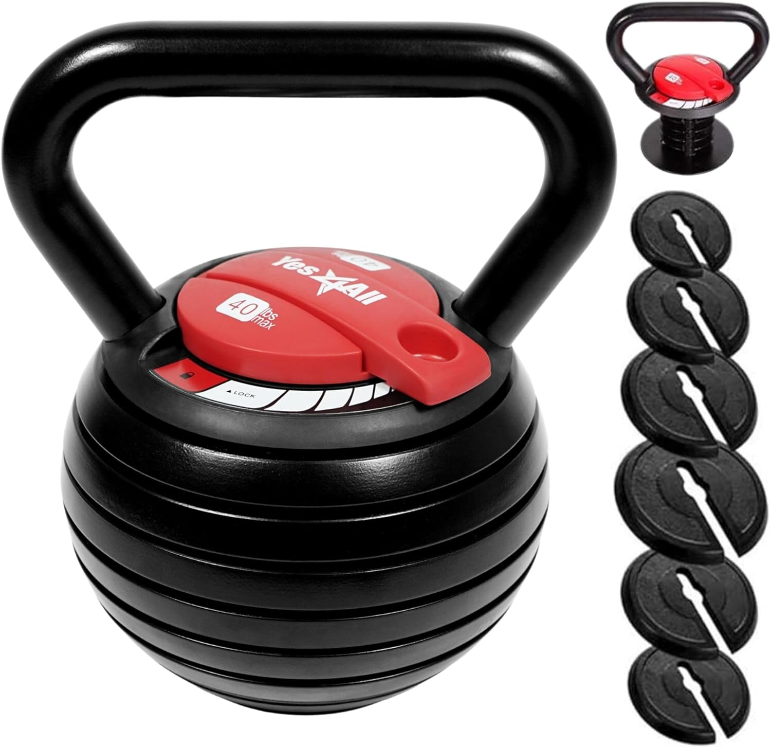 Yes4All 10-40lb Adjustable Kettlebell Weights, Red Color - image 1 of 4
