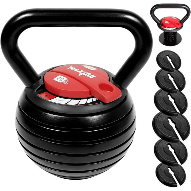 Yes4All 10-40lb Adjustable Kettlebell Weights, Red Color