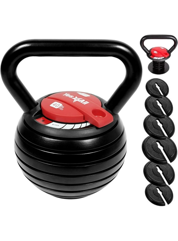 Yes4All 10-40lb Adjustable Kettlebell Weights, Red Color