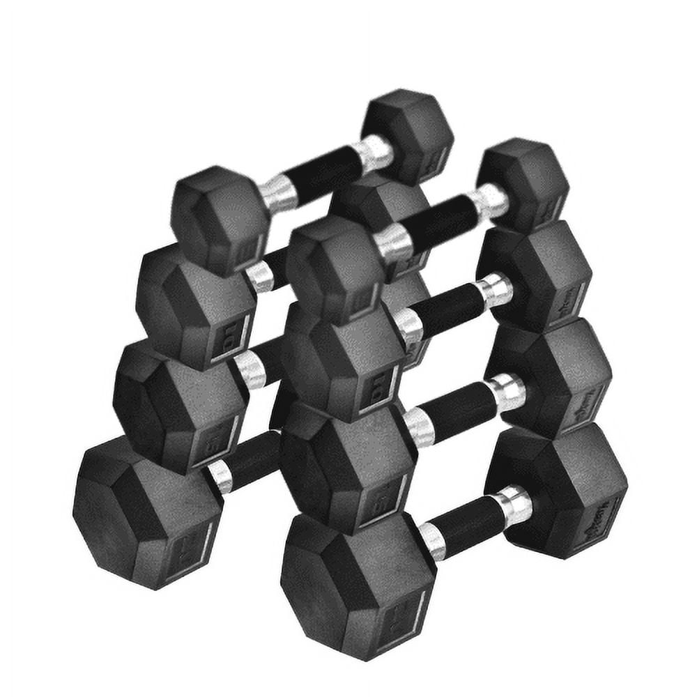 Yes4All 100 lb Hex Rubber Grip Dumbbell Weight Set, Combo