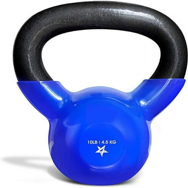 Yes4All 10lb Vinyl Coated / PVC Kettlebell, Blue, Single