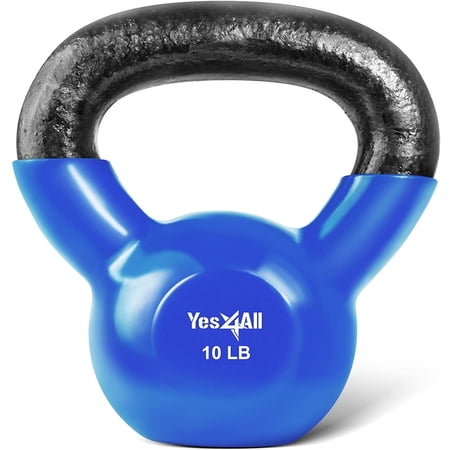 Yes4All 10lb Vinyl Coated / PVC Kettlebell, Blue, Single