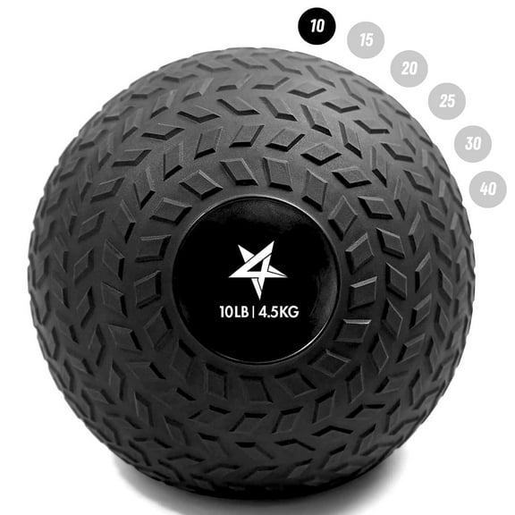 Yes4All 10lbs Slam Ball - Durable PVC Sand-Filled Medicine Ball, Available in 10-40lbs, Perfect for Core Strength & Full-Body Workouts - Tread Black