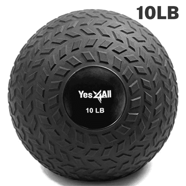 Yes4All Slam Ball, PVC Sand Filled Medicine Ball, 10-40lbs Weight Ball - Tread Black 10LBS
