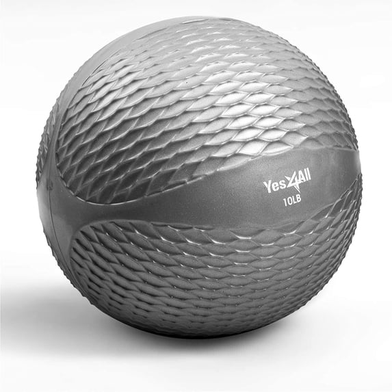 Yes4All 10lbs Soft Weighted Toning Ball Diamond Knurl Grey