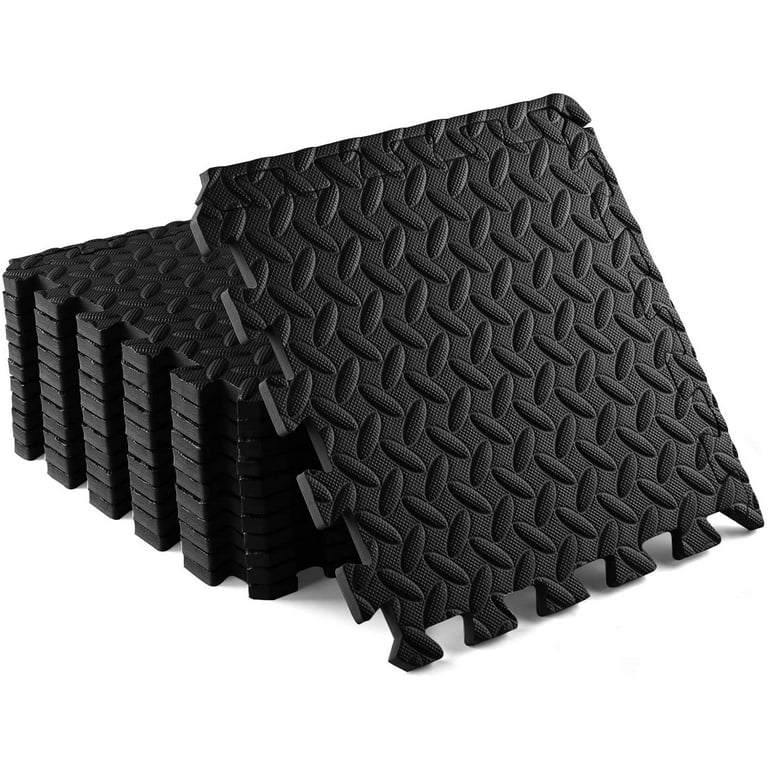 VEVOR 12 PCS 1/2 inch Thick Gym Floor Mats, 24 x 24 EVA Foam & Rubber Top  Interlocking Workout Floor Mats with 48 sq.ft Coverage, Waterproof Exercise  Puzzle Flooring for Gym, Home