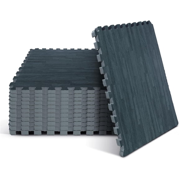 Yes4All 12 pcs Interlocking Exercise Foam Mats, Cover 48 SQFT, 7/16 inch, Countryside Flagstone Color