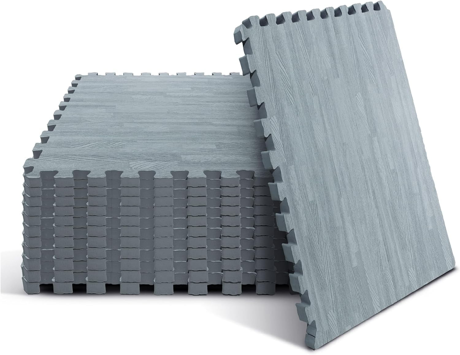Yes4All 12 pcs Interlocking Exercise Foam Mats, Cover 48 SQFT, 7/16 inch, Carbon Color