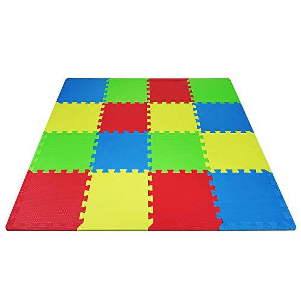 7.7 Sq Ft Rectangle Puzzle Interlocking Carpet Tiles, Multi-Color Splicing  Foam Floor Mat,23.6x4.7x0.27 Inch Area Playmat,10