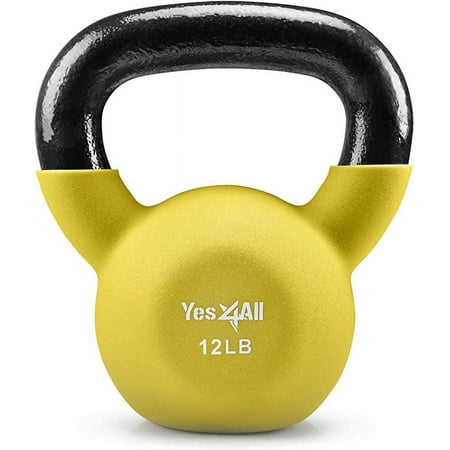 Yes4All 12lb Premium Coated Kettlebell, Illuminating, Single