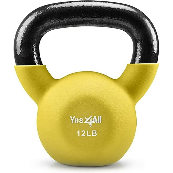 Yes4All 12lb Premium Coated Kettlebell, Illuminating, Single