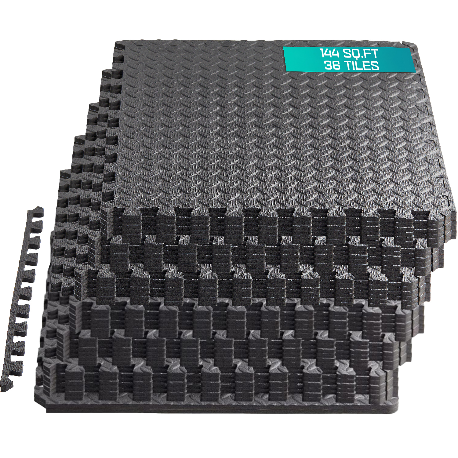 Yes4All 144 SQ.FT Puzzle Exercise Mat for Home Gym, EVA Interlocking