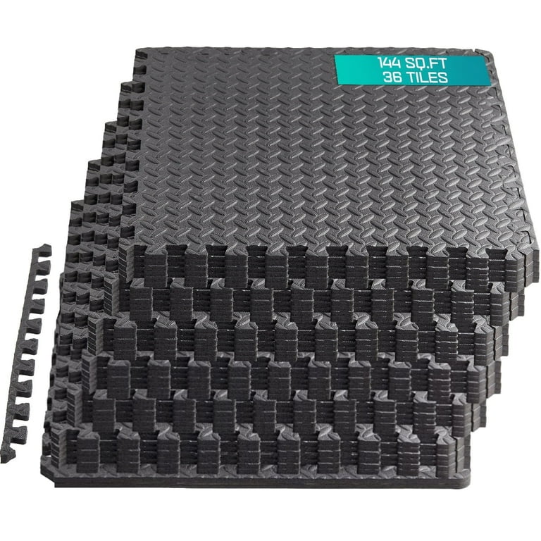 Yes4All 36 pcs Puzzle Exercise Mat for Home Gym EVA Interlocking Foam Floor Tiles with Border for Workout Equipment Cover 144 SQFT Walmart