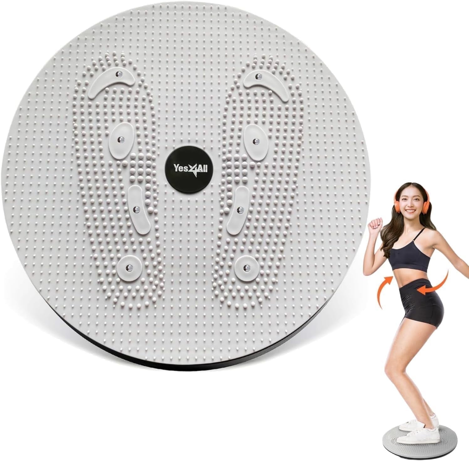 Yes4All 15 Inch XXL Twister Board Abdominal Exercise Machine with 8 Magnets Beads Waist Twisting Disc for Any Foot Size Ab Workout Body Shaping