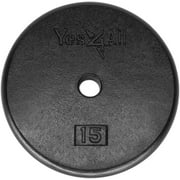 Yes4All 15 lbs Standard Weight Plates, 1 inch Cast Iron Weight Plates for Dumbbells, Single