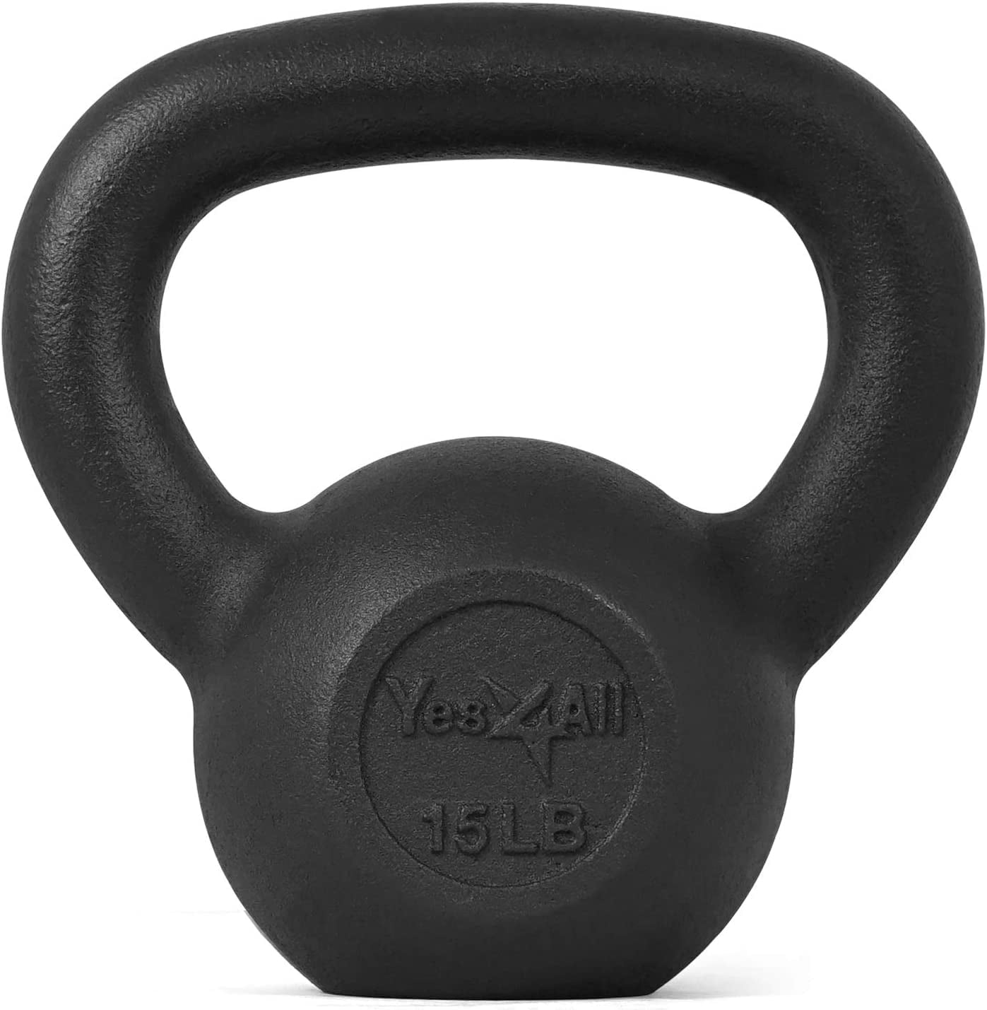 Yes4All 15lb Cast Iron Kettlebell, Black, Single