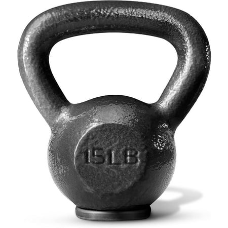 Yes4All 15lb Cast Iron Kettlebell with Rubber Base, Single