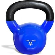 Yes4All 15lb Vinyl Coated / PVC Kettlebell, Blue, Single
