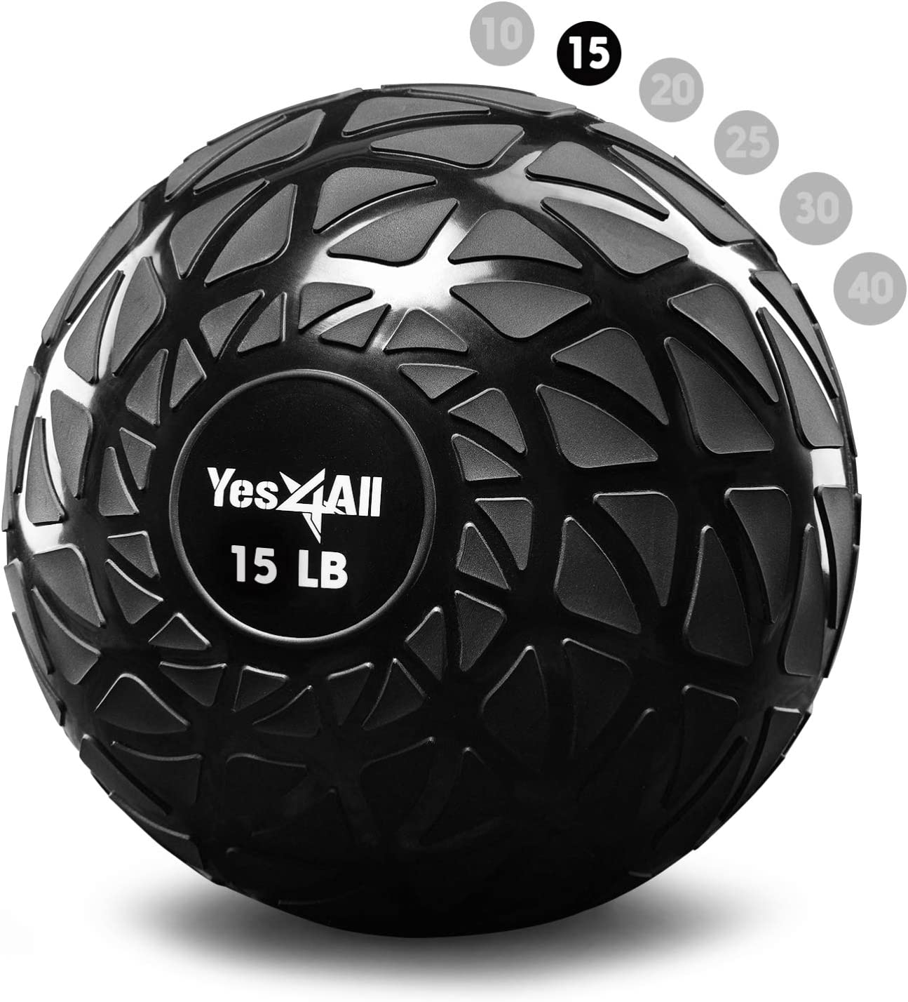 Yes4All 15lbs Dynamic Slam Ball Black - image 1 of 7