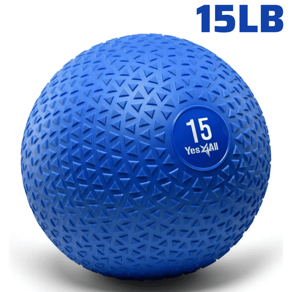 Yes4All Slam Ball, PVC Sand Filled Medicine Ball, 10-40lbs Weight Ball - Triangle Blue 15LBS