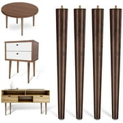Yes4All 16 Inches Round Wood Furniture Legs Set of 4 - Wooden Replacement Feet for Coffee Table, End Table - Easy to Install Chair, Desk Leg - Stable Rubber Wood Parts for Nightstand with Glides