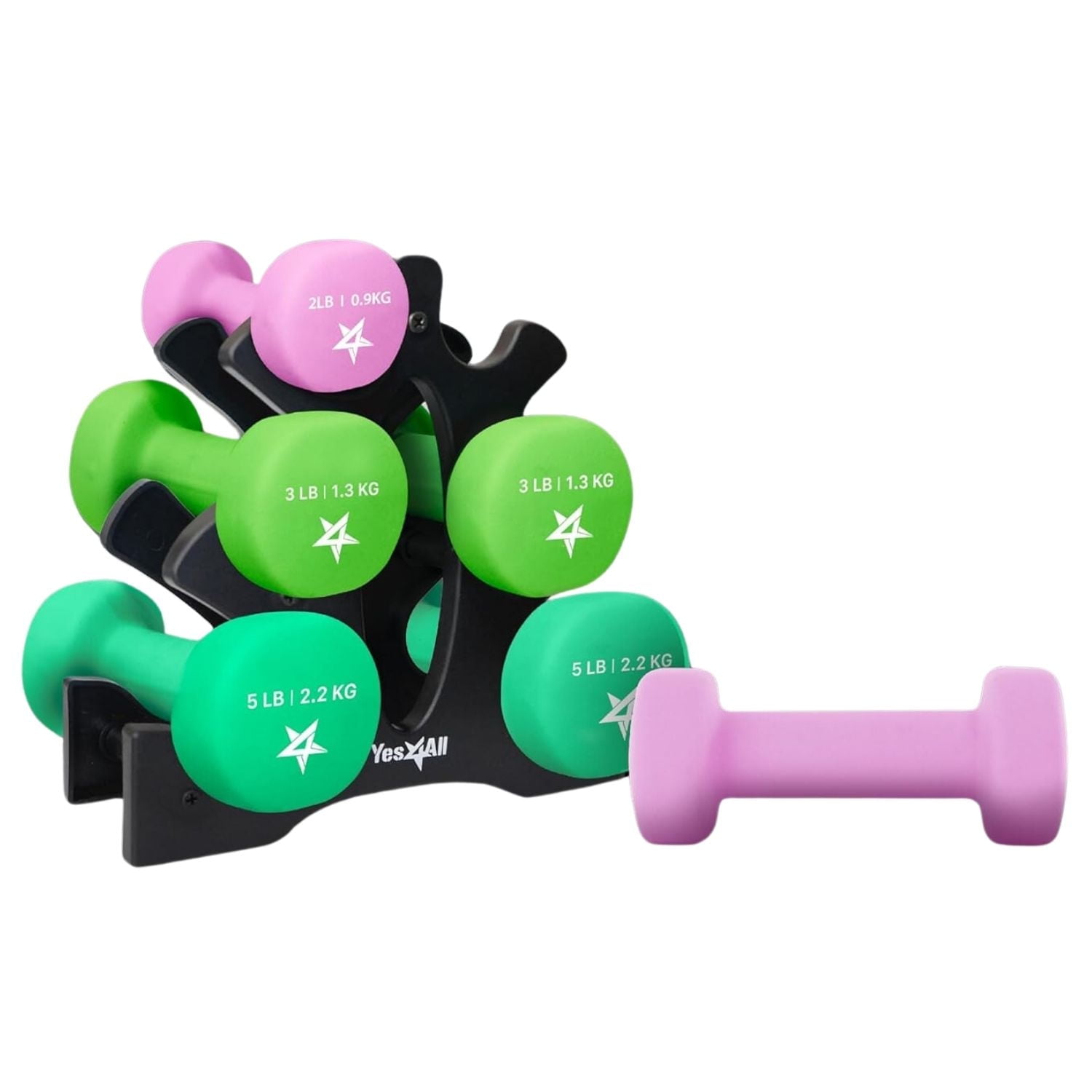 Everyday essentials dumbbell set with stand 3lbs 5lbs 8lbs set sale