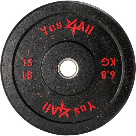 Yes4All 2-Inch Bumper Plate, Olympic Weight Plates for Weightlifting & Strength Training - 15 LBS (Single)