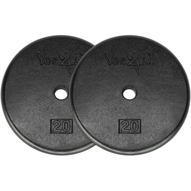 Yes4All 20 lbs Standard Weight Plates, 1 inch Cast Iron Weight Plates
