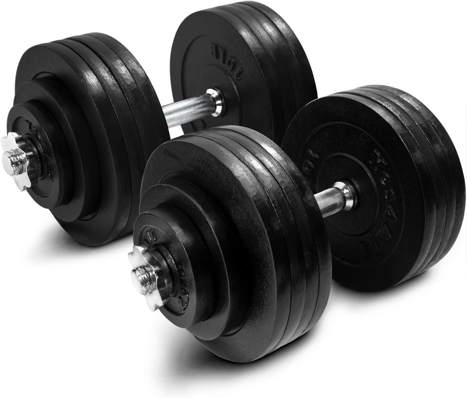 Cap Barbell 100 lb Cast Iron Hex Dumbbell Weight Set with Rack, Black