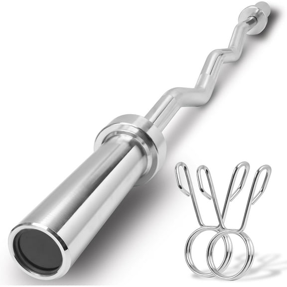 Yes4All 200LBS/300LBS Olympic Curl Barbell, Weight Bar 2" Diameter With Spring Collars